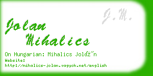 jolan mihalics business card